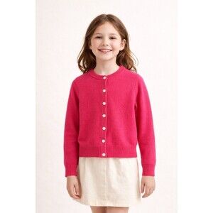 Girls Fuchsia Wool Angora Cardigan Button Knit Soft Kids M 9/36